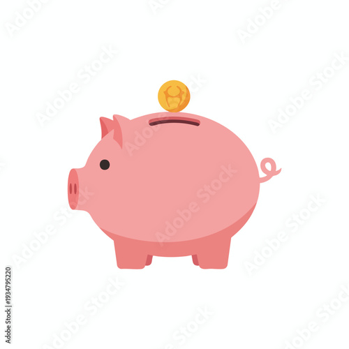 Cute Pink Piggy Bank with Coin Slot for Saving Money and Financial Growth