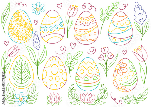 Collection of cute Easter vector illustrations