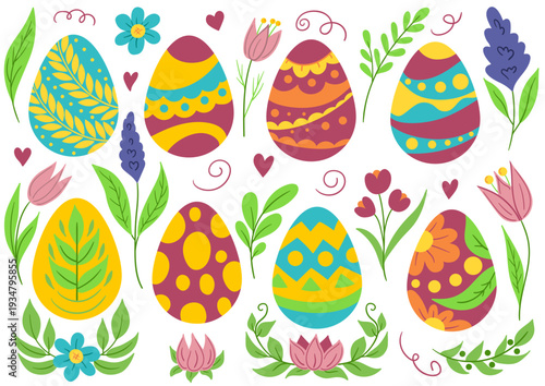 Collection of cute Easter vector illustrations