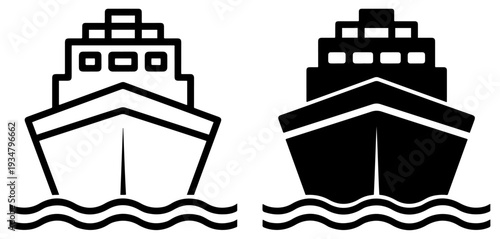 cruise ship vector icon set