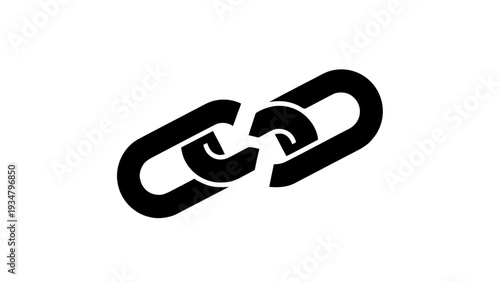 Vector illustration of broken chain link icon, symbol of disconnection, separation, or broken connection on a transparent background