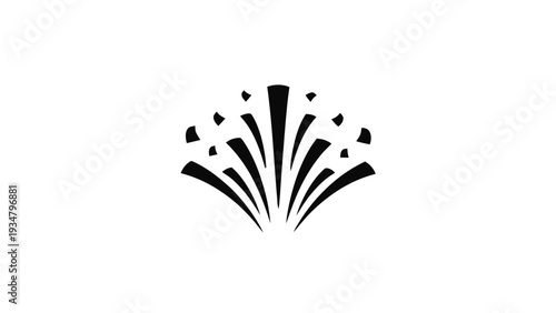 Vector illustration of stylized black fireworks burst icon or graphic element on a transparent background