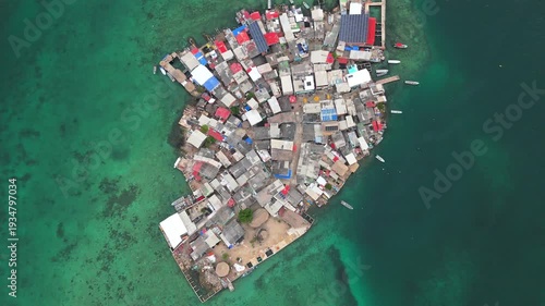 Densely populated Santa Cruz del Islote island in Colombia