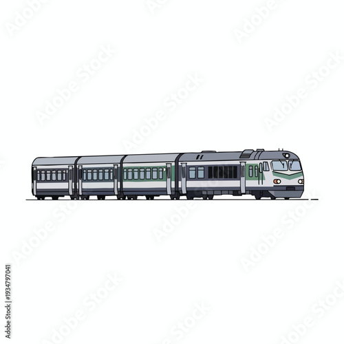 Modern Train on White Background