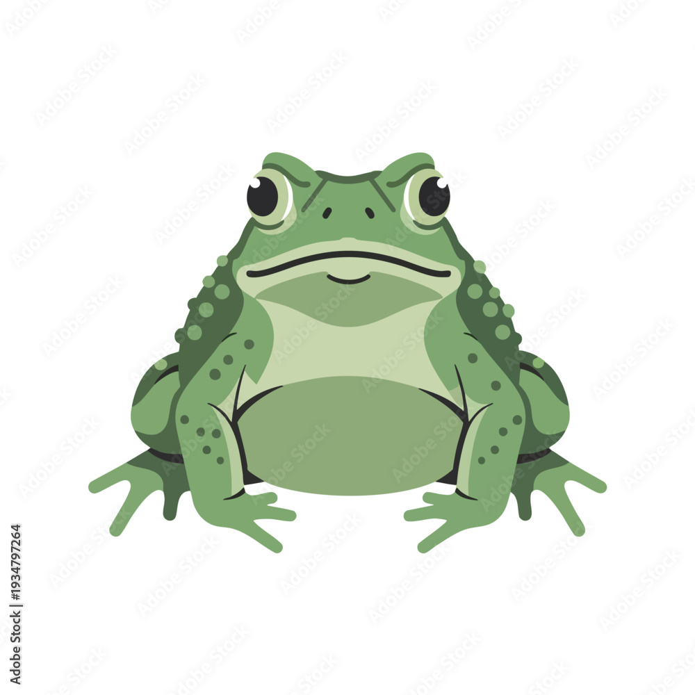 Fototapeta premium Cartoon green frog with big eyes and spots