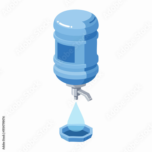 Isometric Detailed Water Dispenser Machine Fresh Liquid Supply Illustration