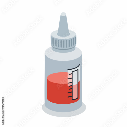 Flat Isometric Eye Drops Medical Bottle First Aid Liquid Isolated