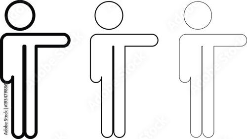 Three simplified human figures with outstretched arms