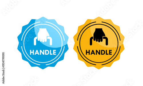 Handle with care design logo illustration