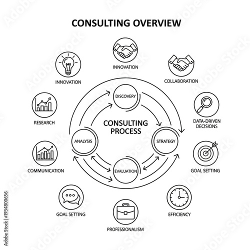 Consulting Overview: A Visual Representation of the Consulting Process and Key Elements.