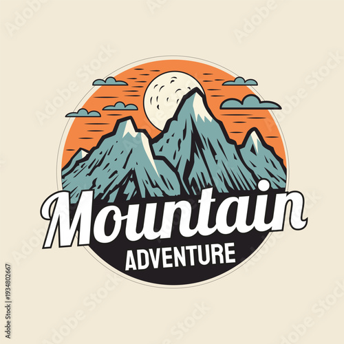 mountain adventure logo, outdoor travel badge