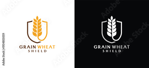 Premium Grain Wheat Shield Logo for Agriculture, Organic Food and Farm Brand Identity