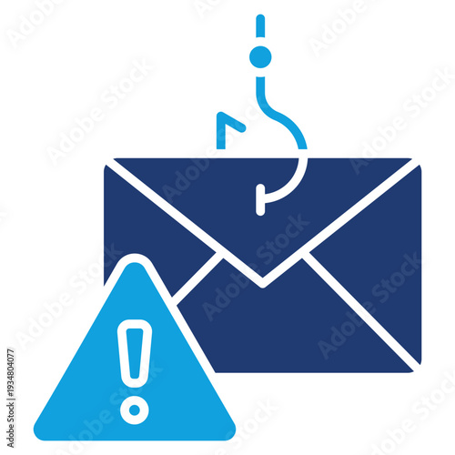 Phishing Alert Flat Blue Icon Illustration Vector