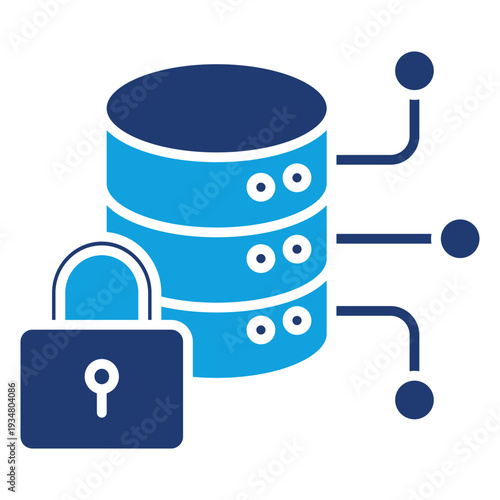 Data Encryption Flat Blue Icon Illustration Vector