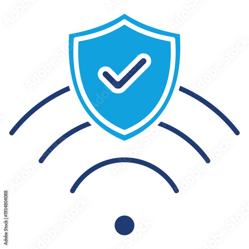 Secure Wifi Flat Blue Icon Illustration Vector