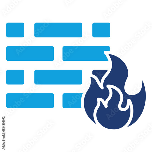 Fire Wall Flat Blue Icon Illustration Vector