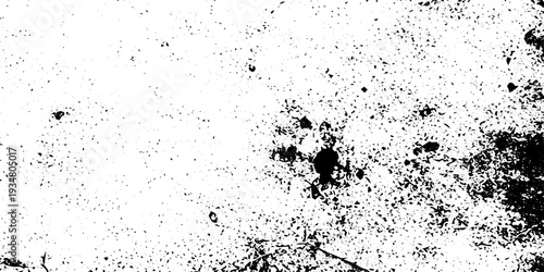 Vector Abstract Black and White Grunge Texture with Dust Grain, Speckle Dots, Scratch Marks, Ink Splatter and Distressed Noise Overlay for Vintage Poster and Background Design