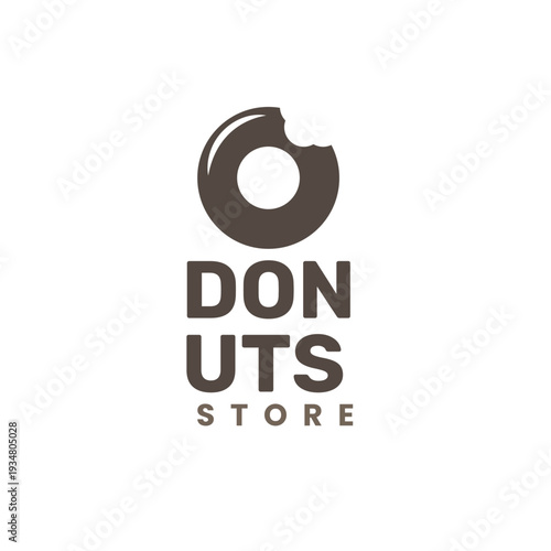Donuts store logo with chocolate donut