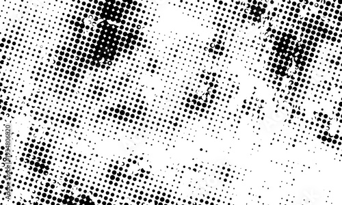 High contrast monochrome backdrop featuring comic-style halftone dots and rough splatter effects for edgy creative projects.