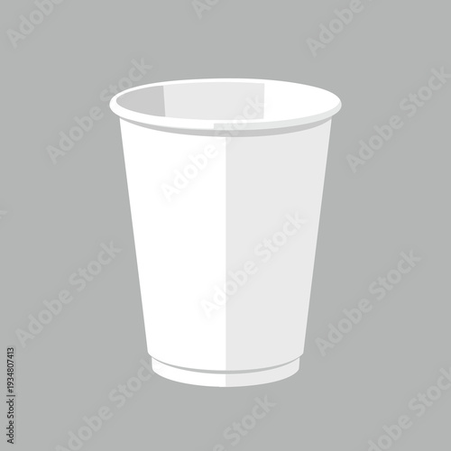 Empty White Disposable Coffee Cup on Gray Background