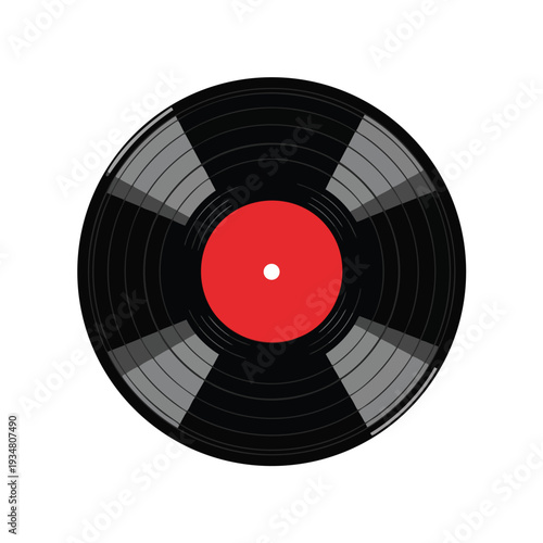 Modern Turntable Vinyl Record with Red Label for Music Enthusiasts