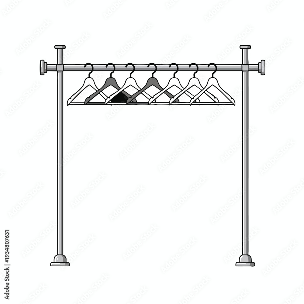 Obraz premium Empty Clothing Rack with Hangers for Store Display or Closet Organization