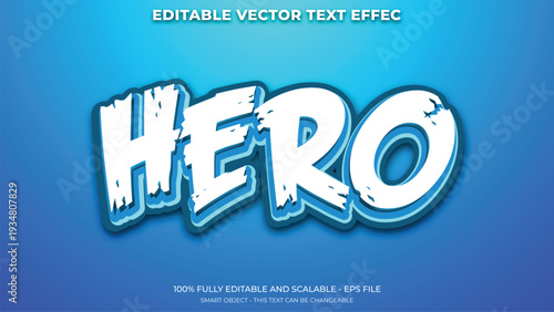 Editable Hero Word Text Effect With Blue Background