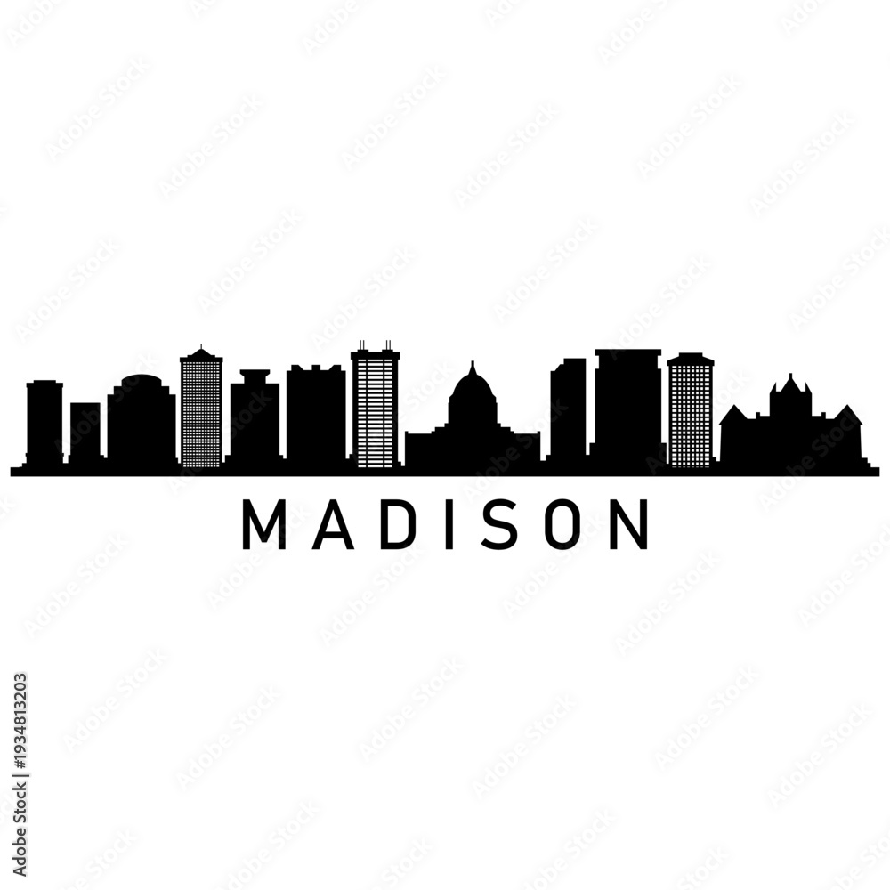 Fototapeta premium Madison skyline in black and white