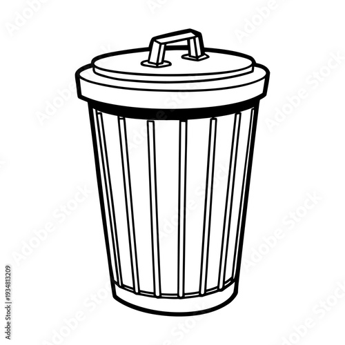 Trash bin in black and white