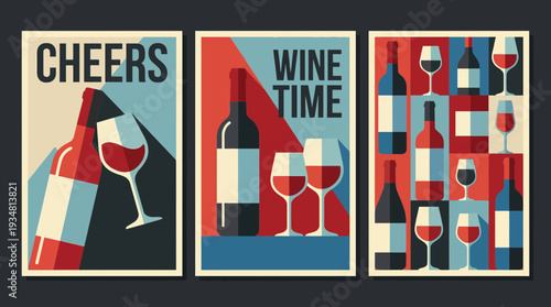 Retro Wine Posters Collection Cheers and Wine Time