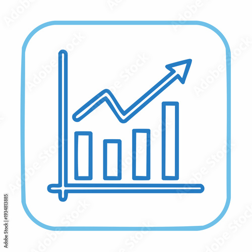 Increasing business growth chart with upward trend arrow