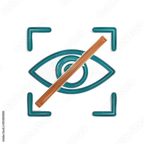 Privacy protected eye with camera surveillance crossed out