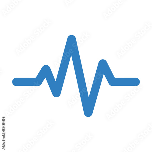 A stylized blue line graph depicting a heartbeat or sound wave, commonly used to represent health, sound, or data.