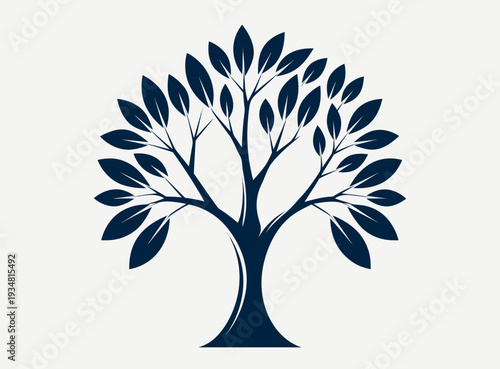 Navy Blue Tree Silhouette Logo