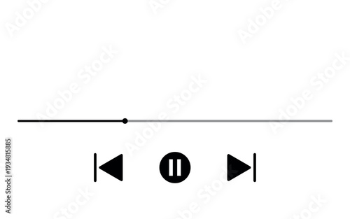 Music player interface on transparant background. music stream window, player.
