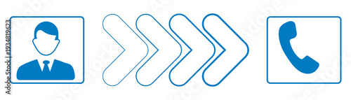 Business communication icons set flat design vector illustration with phone dna and profile