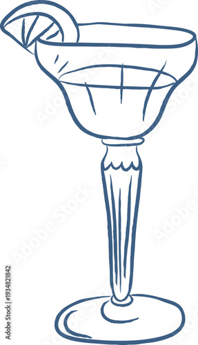 Cocktail Glass With Citrus Slice Sketch