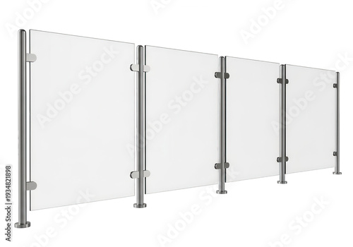 Modern glass railing system isolated on transparent background
