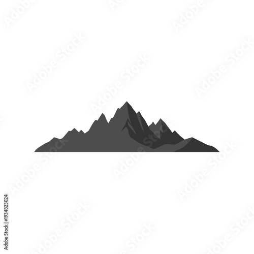 A serene flat vector illustration of majestic mountain peaks