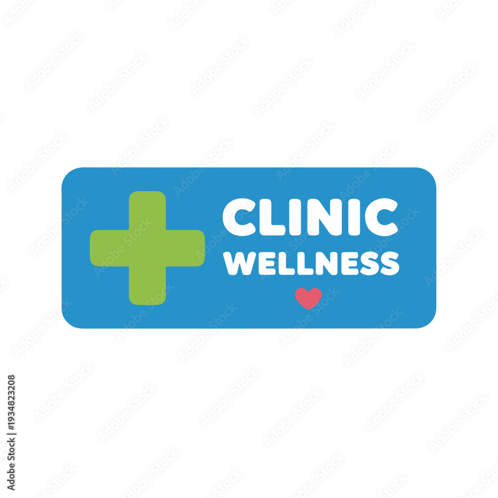 Obraz premium A modern vector logo displays a blue rounded rectangle with a prominent green medical cross on the left, 
