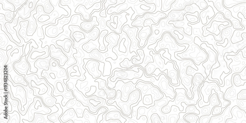 Topographic map contours illustration with wavy lines and shapes