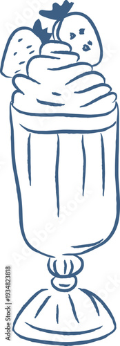 Ice Cream Sundae In Glass Sketch