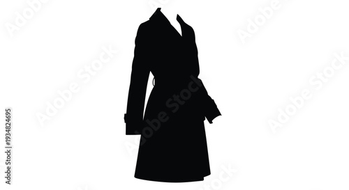 Black trench coat displayed as a striking dark silhouette