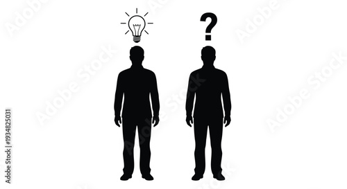 Two men facing each other one with an idea a striking silhouette
