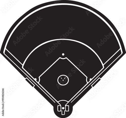 Baseball Field Diagram with Home Plate and Boundaries Shown