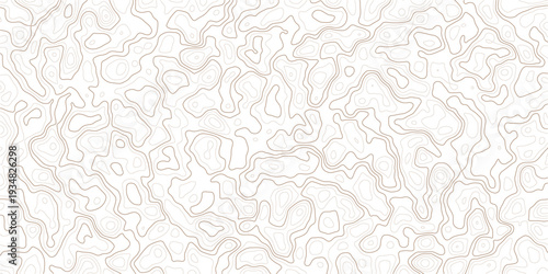 Topographic map illustration with wavy lines and contours on white