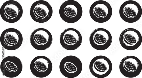 Black and white tire tread patterns on white background