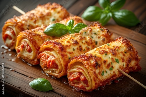 Wallpaper Mural lasagna skewer on a wooden board Torontodigital.ca