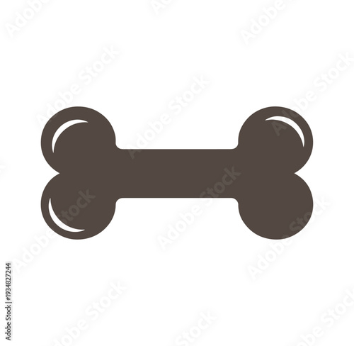 Brown dog bone icon on white background for pet or animal related concepts