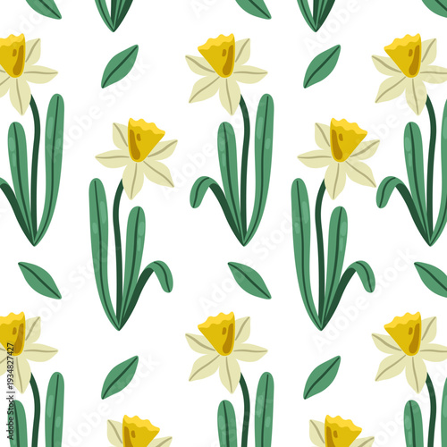 Daffodil Seamless Pattern Background